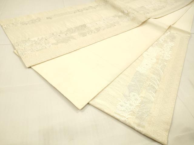 平和屋着物＊夏物 六通柄袋帯 草花間道 金銀糸 正絹 逸品 DAAT1546cm