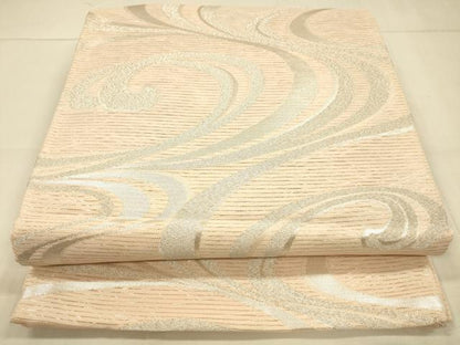 平和屋着物＊夏物　六通柄袋帯　流水文　銀糸　正絹　逸品　DAAT1548cm