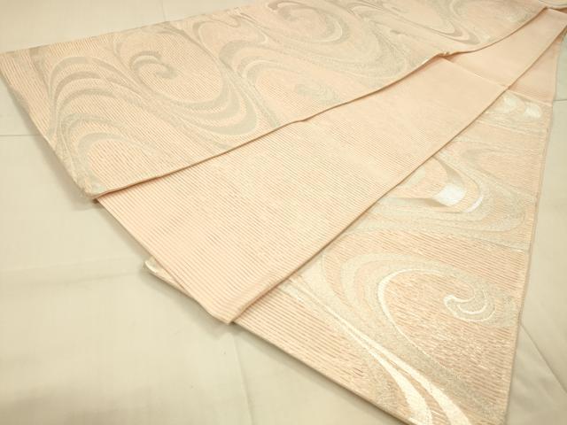 平和屋着物＊夏物　六通柄袋帯　流水文　銀糸　正絹　逸品　DAAT1548cm