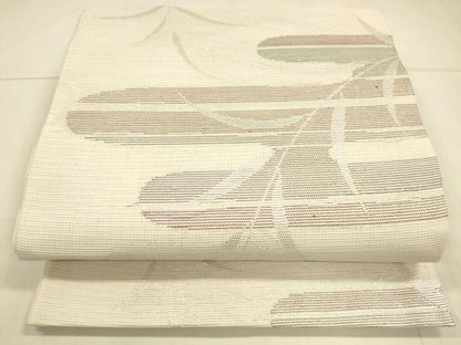 平和屋着物＊夏物 六通柄袋帯 草葉文 銀糸 正絹 逸品 DAAT1568cm