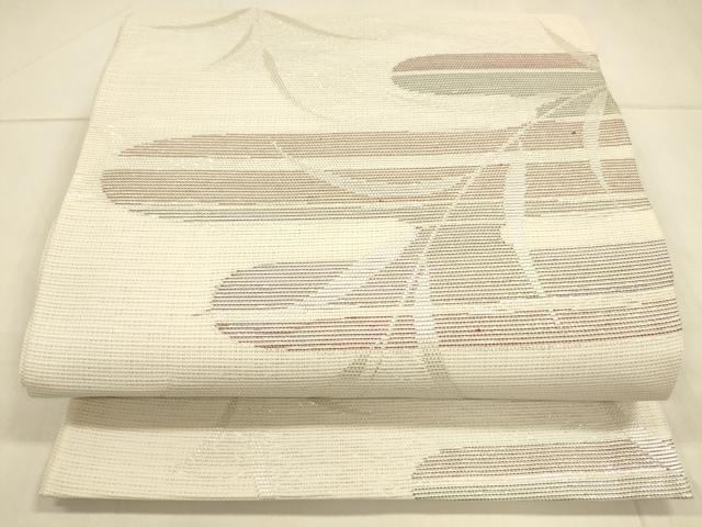 平和屋着物＊夏物 六通柄袋帯 草葉文 銀糸 正絹 逸品 DAAT1568cm