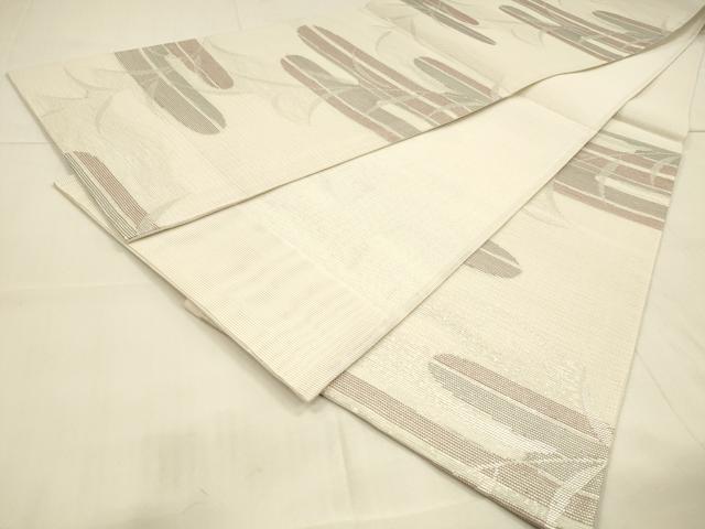 平和屋着物＊夏物 六通柄袋帯 草葉文 銀糸 正絹 逸品 DAAT1568cm