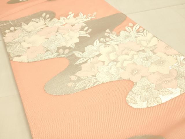 平和屋着物＊夏物 六通柄袋帯 流水草花文 銀糸 正絹 逸品 DAAT1573cm