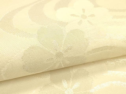 平和屋着物＊夏物　六通柄袋帯　流水花文　銀糸　正絹　逸品　DAAT1581cm