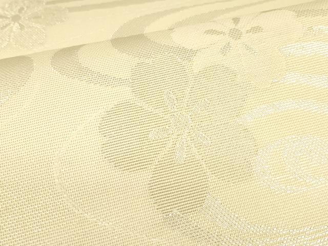 平和屋着物＊夏物　六通柄袋帯　流水花文　銀糸　正絹　逸品　DAAT1581cm