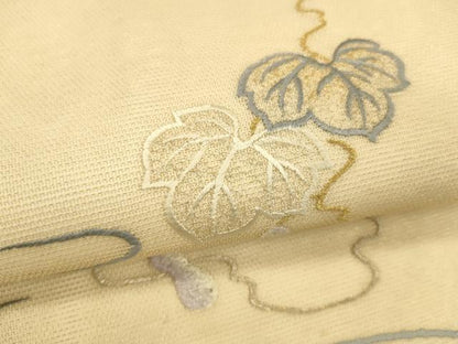 平和屋着物＊夏物 太鼓柄袋帯 総刺繍 瓢箪蔦の葉文 金銀糸 正絹 逸品 DAAT1619cm