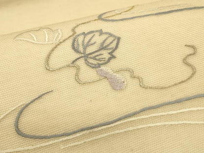 平和屋着物＊夏物 太鼓柄袋帯 総刺繍 瓢箪蔦の葉文 金銀糸 正絹 逸品 DAAT1619cm