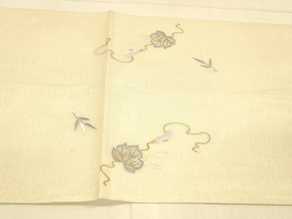 平和屋着物＊夏物 太鼓柄袋帯 総刺繍 瓢箪蔦の葉文 金銀糸 正絹 逸品 DAAT1619cm
