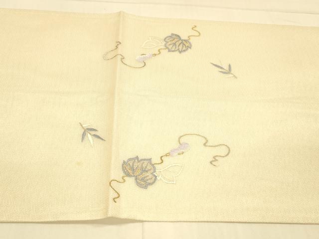 平和屋着物＊夏物 太鼓柄袋帯 総刺繍 瓢箪蔦の葉文 金銀糸 正絹 逸品 DAAT1619cm