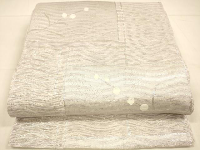 平和屋着物＊夏物 六通柄袋帯 枝花文 銀糸 正絹 逸品 DAAT1627cm