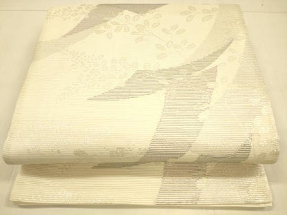 平和屋着物＊夏物 六通柄袋帯 短冊草葉文 銀糸 正絹 逸品 DAAT1666cm