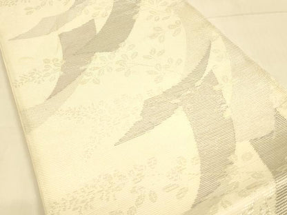平和屋着物＊夏物 六通柄袋帯 短冊草葉文 銀糸 正絹 逸品 DAAT1666cm