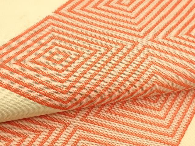 平和屋着物＊夏物 全通柄 本袋帯 菱文 正絹 逸品 DAAT1724cm