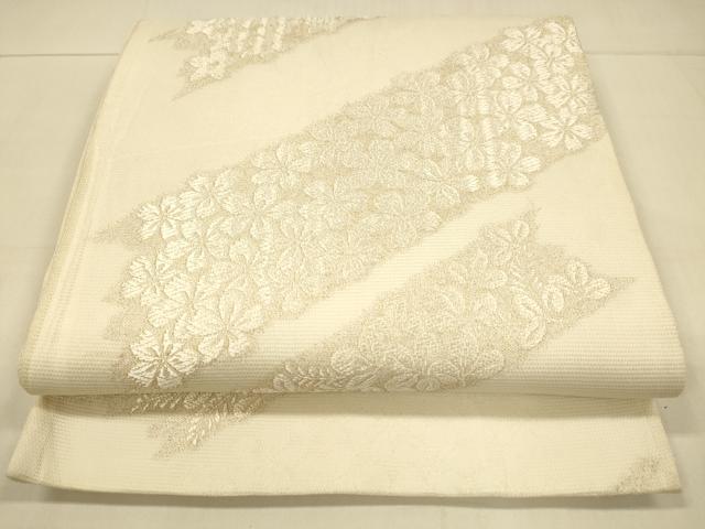 平和屋着物＊夏物　六通柄袋帯　唐織　草花文　金糸　正絹　逸品　DAAT1739cm