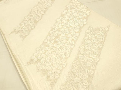 平和屋着物＊夏物　六通柄袋帯　唐織　草花文　金糸　正絹　逸品　DAAT1739cm