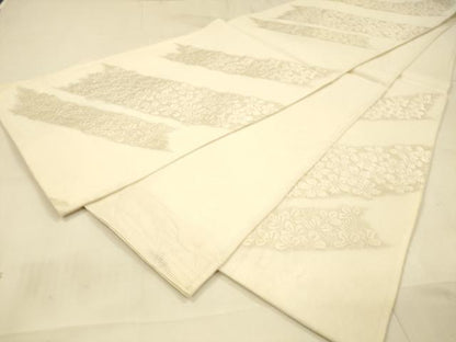 平和屋着物＊夏物　六通柄袋帯　唐織　草花文　金糸　正絹　逸品　DAAT1739cm