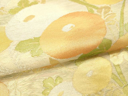 平和屋着物＊夏物 六通柄袋帯 草花文 金銀糸 正絹 逸品 DAAT1860cm