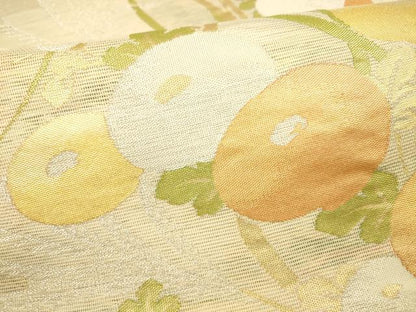 平和屋着物＊夏物 六通柄袋帯 草花文 金銀糸 正絹 逸品 DAAT1860cm