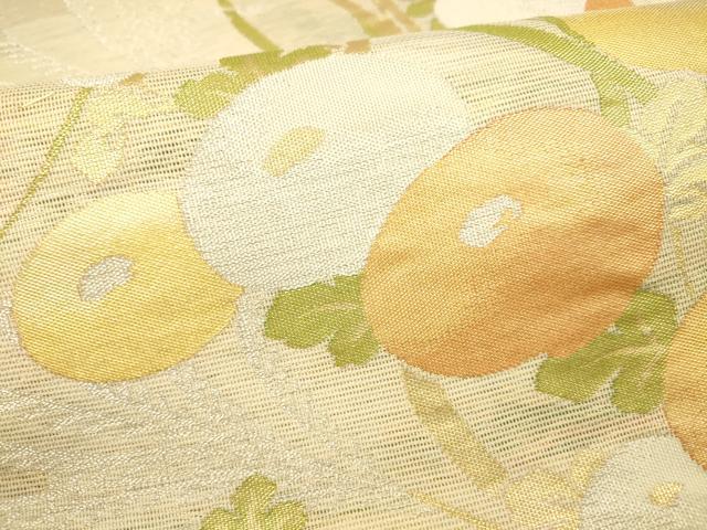 平和屋着物＊夏物 六通柄袋帯 草花文 金銀糸 正絹 逸品 DAAT1860cm