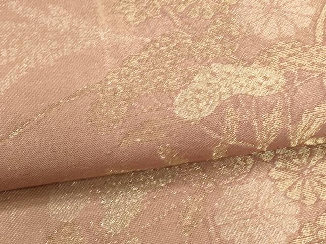 平和屋着物＊夏物　六通柄袋帯　草花文　金糸　正絹　逸品　DAAT1865cm