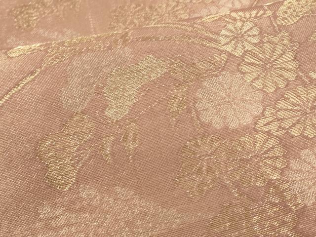 平和屋着物＊夏物　六通柄袋帯　草花文　金糸　正絹　逸品　DAAT1865cm