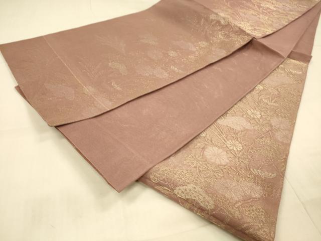 平和屋着物＊夏物　六通柄袋帯　草花文　金糸　正絹　逸品　DAAT1865cm