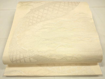 平和屋着物＊夏物 六通柄袋帯 籬草葉文 正絹 逸品 DAAT1992cm