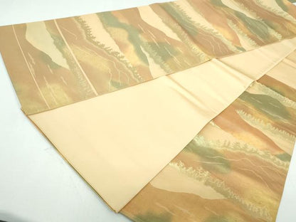平和屋着物◎西陣　六通柄袋帯　重ね山文　金糸　正絹　逸品　DAAT2235qa