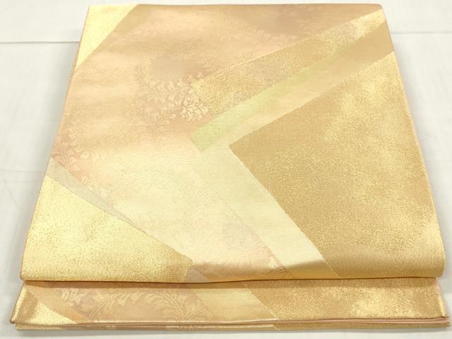 平和屋着物◎六通柄袋帯　色紙重ね花文　金糸　正絹　逸品　DAAT2381qa
