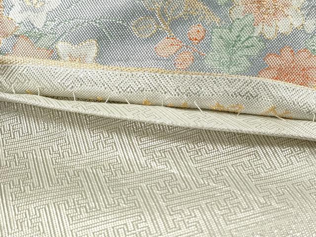 平和屋着物◎佐賀錦　六通柄袋帯　地紙御所車花文　金銀糸　正絹　逸品　DAAT2385qa