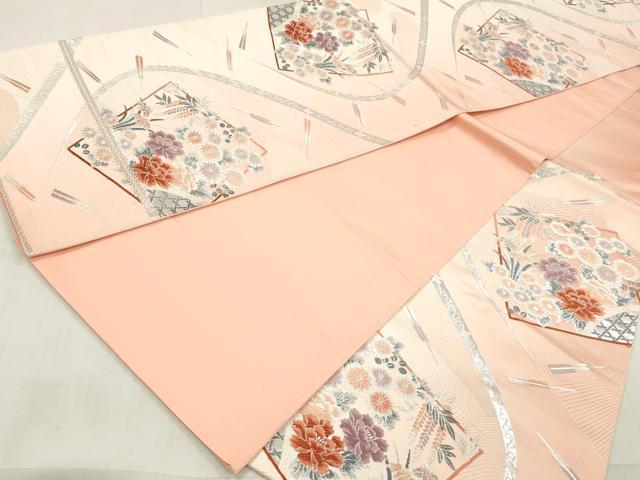 平和屋着物◎西陣　六通柄袋帯　唐織　立波草花文　銀糸　証紙付き　正絹　逸品　DAAT2387qa