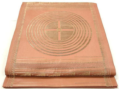 平和屋着物◎六通柄袋帯　丸文　金糸　正絹　逸品　DAAT2391qa