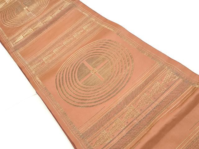平和屋着物◎六通柄袋帯　丸文　金糸　正絹　逸品　DAAT2391qa