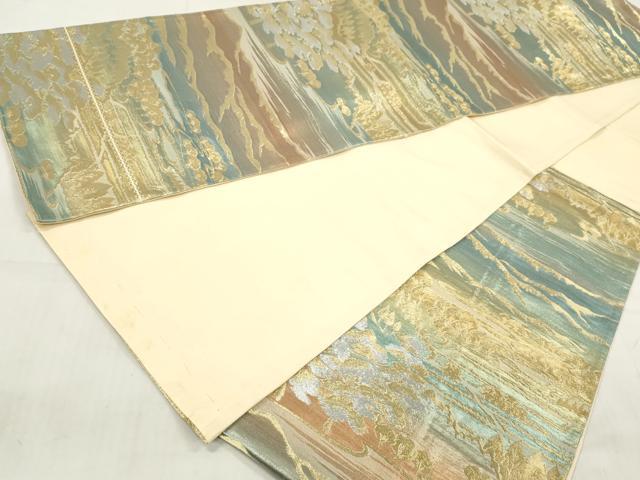 平和屋着物◎六通柄袋帯　風景文　金銀糸　正絹　逸品　DAAT2394qa