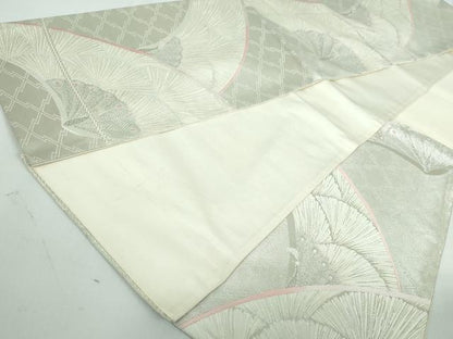 平和屋着物◎六通柄袋帯　唐織　孔雀　銀糸　正絹　逸品　DAAT2411qa