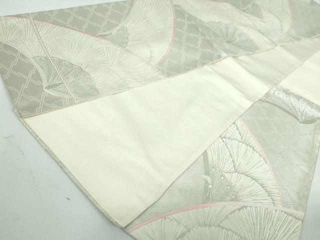 平和屋着物◎六通柄袋帯　唐織　孔雀　銀糸　正絹　逸品　DAAT2411qa