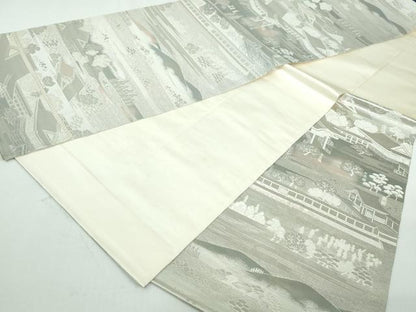 平和屋着物◎六通柄袋帯　禁裏の庭　プラチナ箔　正絹　逸品　DAAT2424qa