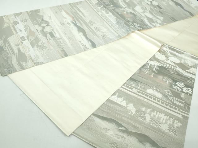 平和屋着物◎六通柄袋帯　禁裏の庭　プラチナ箔　正絹　逸品　DAAT2424qa