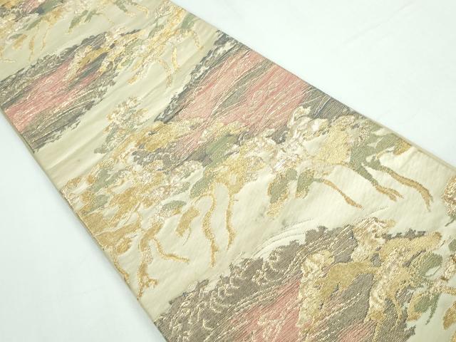 平和屋着物◎六通柄袋帯　立波枝松文　金糸　正絹　逸品　DAAT2425qa