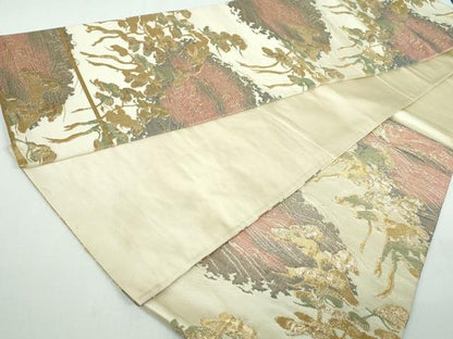 平和屋着物◎六通柄袋帯　立波枝松文　金糸　正絹　逸品　DAAT2425qa