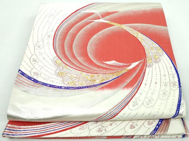 平和屋着物◎六通柄袋帯　唐織　孔雀　金銀糸　正絹　逸品　DAAT2427qa