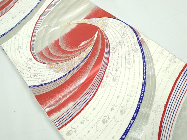 平和屋着物◎六通柄袋帯　唐織　孔雀　金銀糸　正絹　逸品　DAAT2427qa