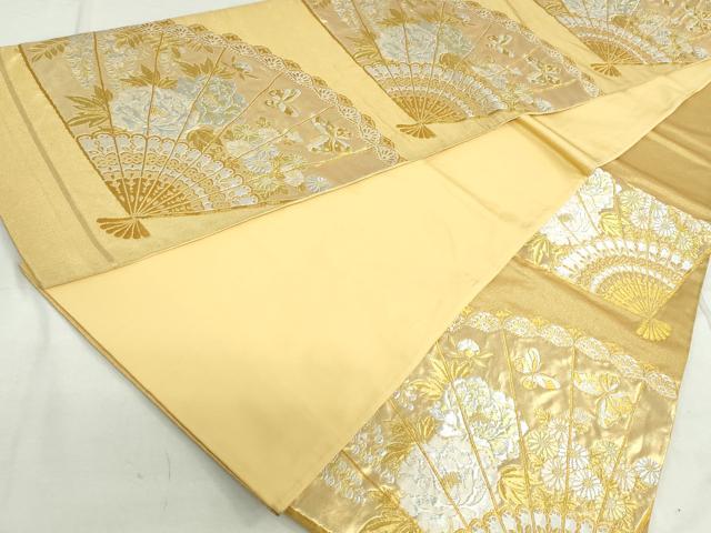 平和屋着物◎六通柄袋帯　扇面花文　金銀糸　正絹　逸品　DAAT2504qa