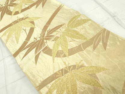 平和屋着物◎六通柄京袋帯　笹竹文　金糸　正絹　逸品　DAAT2505qa