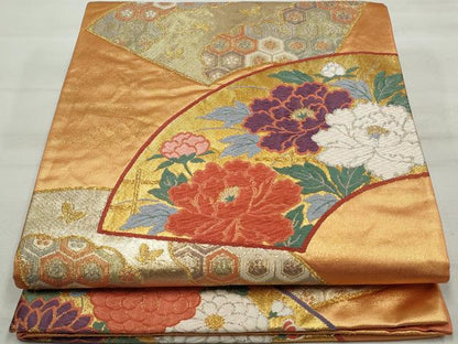 平和屋着物◎西陣 野々村織物謹製 六通柄袋帯 唐織 地紙花文 金銀糸 正絹 逸品 DAAT2695qa