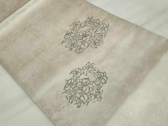 平和屋着物◎太鼓柄袋帯 花丸文 銀糸 正絹 逸品 DAAT2731qa