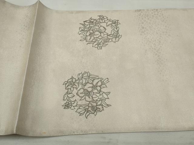 平和屋着物◎太鼓柄袋帯 花丸文 銀糸 正絹 逸品 DAAT2731qa