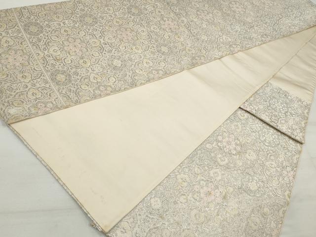 平和屋着物◎六通柄袋帯　唐織　正倉院花文　銀糸　正絹　逸品　DAAT2976qa