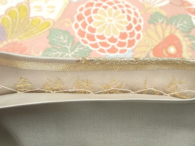 平和屋着物◎六通柄袋帯 唐織 色紙能衣小文 金糸 正絹 逸品 DAAT2989qa