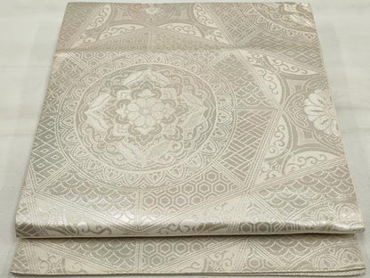 平和屋着物◎六通柄袋帯 正倉院花文 銀糸 正絹 逸品 DAAT2994qa